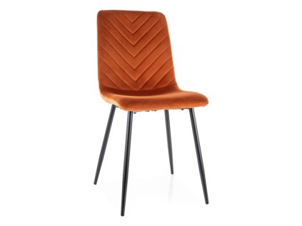 Elegantní jídelní židle DAREN VELVET oranžová s prošívaným sametem