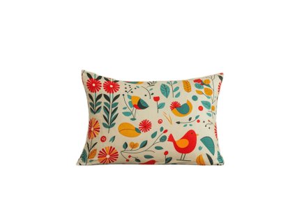 Barevný povlak RETRO PTÁČEK 50x70 cm s ptáčky a květy