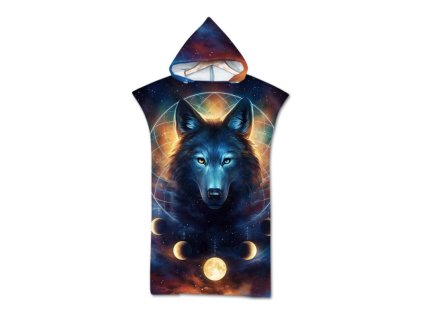 Stylové plážové pončo MOON WOLF barevné s kapucí