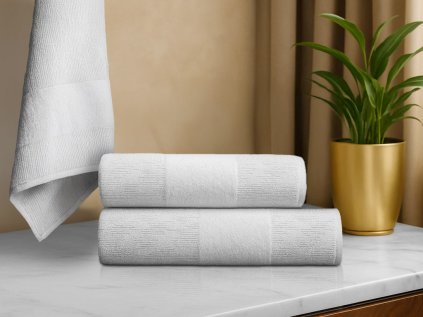 Set ručnika CARRARA 60x100 i 40x55 cm, bijela boja, 100% pamuk, s bordurom