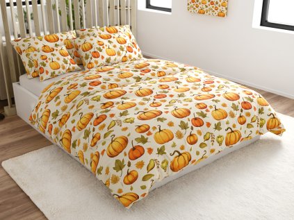 Povlečení z mikrovlákna AUTUMN PUMPKINS – podzimní dýně a listy