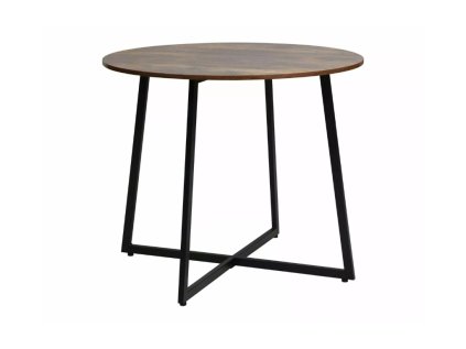 Stylový jídelní stůl LUNA 90 cm kulatý s rustikální dřevěnou deskou