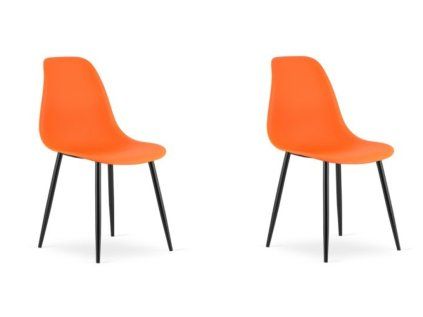 Set 2 narančaste stolice OSAKA s crnim nogama