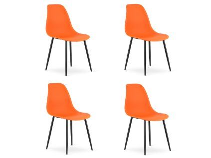 Set 4 narančaste stolice OSAKA s crnim nogama