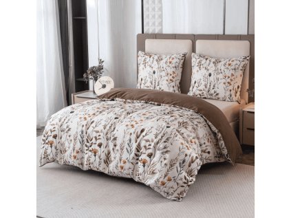 Flanelové povlečení LUNELISE barevné s lučními květy a travinami