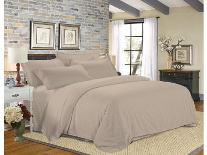 Hotelové povlečení JASMINE PURE béžové s proužkem 2 cm