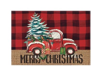 Červené vánoční prostírání MERRY CHRISTMAS 30x45 cm na slavnostní stůl