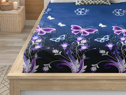 Elegantní prostěradlo VIOLET BUTTERFLY 200x200 s motýly