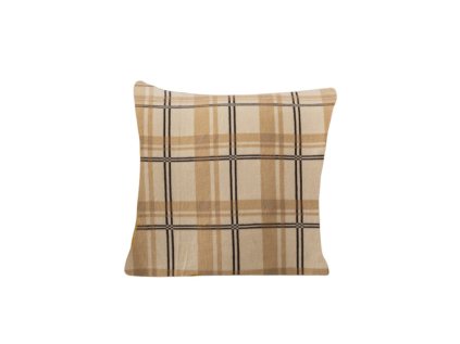 Mikroplyšový povlak na polštářek PLAID 45x45 cm krémový s kostkovaným vzorem