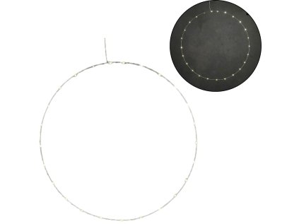 LED závěsná dekorace CIRCLE stříbrná – kruh 70 cm se světly