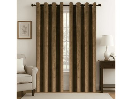 Hnědý zatemňovací závěs VELVET 140x250 cm pro útulný domov