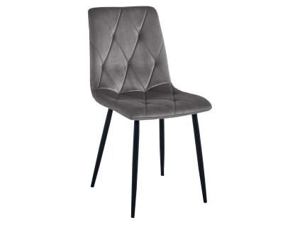 Elegantní jídelní židle LIBRA tmavě šedá sametová s černými nohami