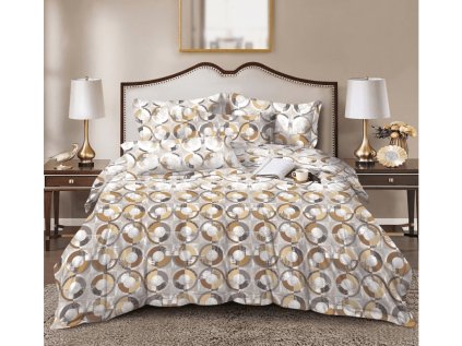 Hnědo-šedé mikrovláknové povlečení CIRELLO s geometrickým designem