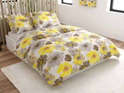 Posteljina od mikrovlakana FEONELLE žuto-siva