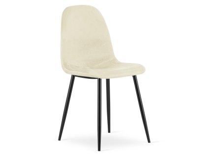 Moderní sametová židle COMO béžová s černými kovovými nohami