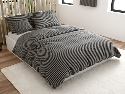 Stylové krepové povlečení ARLENA BLEND  černé s proužkem