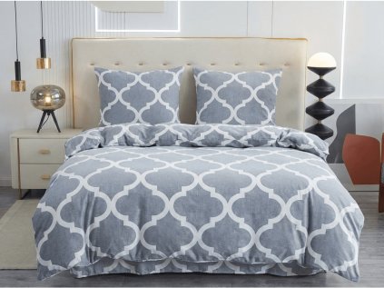 Mikroplyšové povlečení MALAGA světle šedé s moderním vzorem