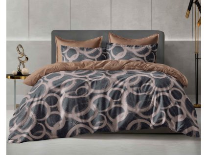 Luxusní mikroflanelové povlečení BRUSARI šedo-hnědé