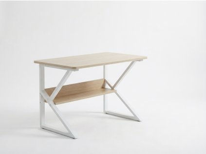 Moderní psací stůl s policí SHAPE 80x40 cm bílá/dub sonoma do pracovny