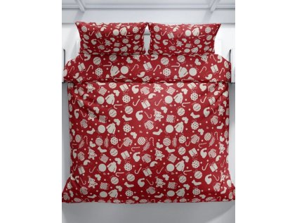 Vánoční bavlněné povlečení GIFTY červené s bílými motivy