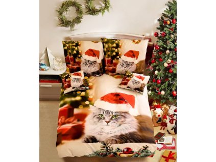 3D bavlněné povlečení MAGIC PAWS barevné s vánočním motivem