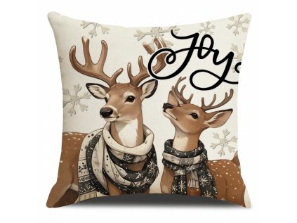 Vánoční povlak na polštář DEER JOY 45x45 cm s motivem jelenů