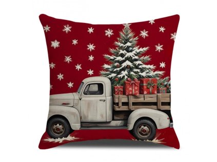 Vánoční povlak na polštář TRUCKMAS 45x45 cm s motivem auta