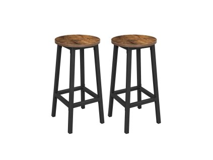 Rustikální barové židle TAYLOR v hnědé barvě s černou kovovou konstrukcí