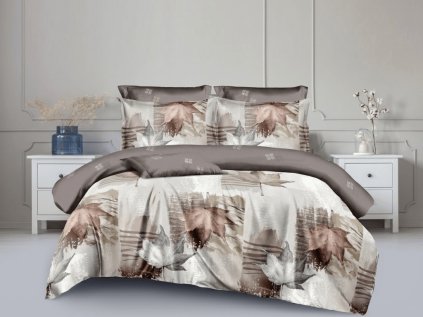 Podzimní povlečení DUO SENSE AUTUMIA s listovým vzorem a povlakem zdarma