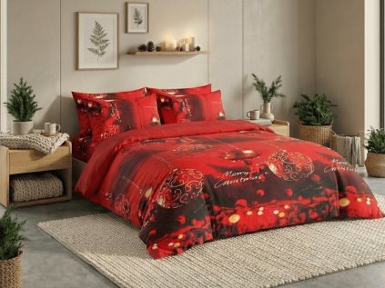 Mikroplyšové povlečení MERRY CHRISTMAS červené