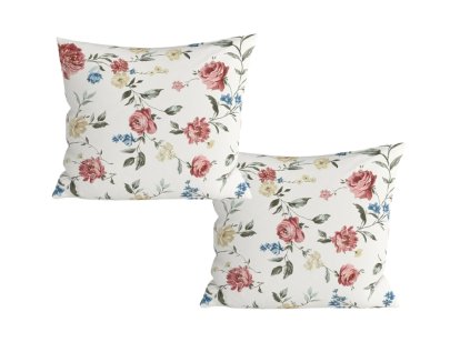 Sada 2 ks povlaků na polštář z mikrovlákna AUREMA 45x45 cm, bílá – romantický květinový vzor