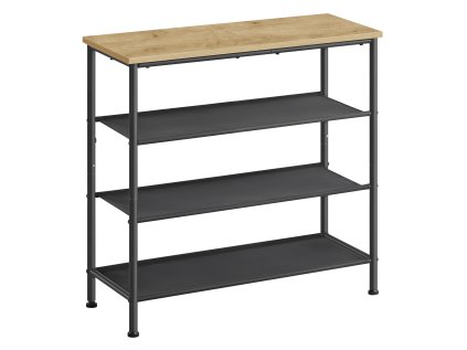 Botník TAYLOR ARTISAN 75x71 cm, 3 police, černý rám