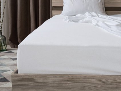 Bílé jersey prostěradlo s lycrou 90x200 cm na jednolůžko