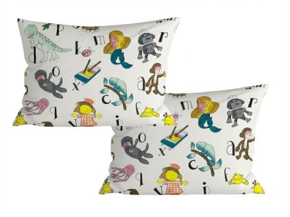 Povlaky KIDS ALPHABET bílé 40x60 cm s abecedou a postavičkami