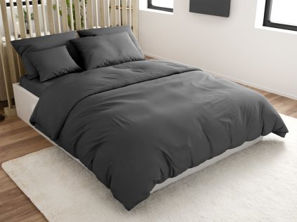 Prémiové bavlněné povlečení LUX tmavě šedé s praktickým zapínáním