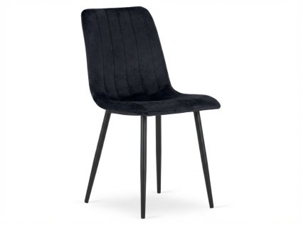 Elegantní černá sametová židle LAVA ONYX s černými nohami