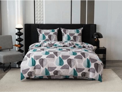 Moderní povlečení z mikrovlákna PULINA šedé s motivem listů