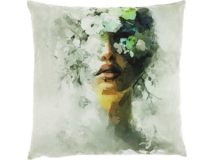 Dekorační polštářek SIWA 45x45 cm, zelený s uměleckým motivem