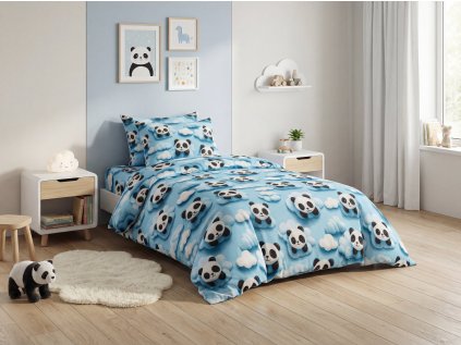 Povlečení z mikrovlákna SKY PANDA modré
