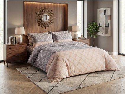 Povlečení z mikrovlákna MOROCCO šedo-béžové s elegantním orientálním vzorem