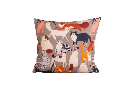 Povlak na polštář z mikrovlákna CATMOSPHERE barevný 45x45 cm s motivem koček