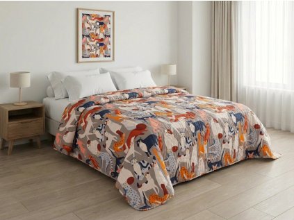 Přehoz na postel CATMOSPHERE, barevný s hravým motivem koček