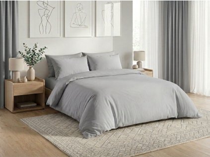 Pamučna posteljina CALMORA svijetlo siva