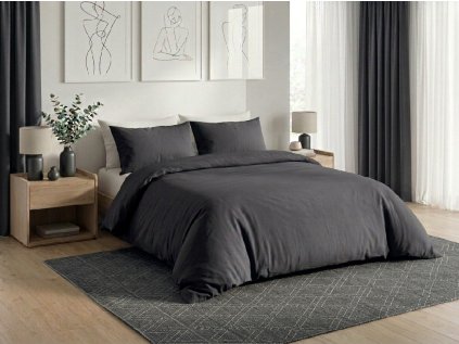 Pamučna posteljina CALMORA tamno siva