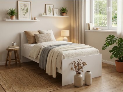 Postel ELISA 90 x 200 cm bílá moderní jednolůžko do ložnice