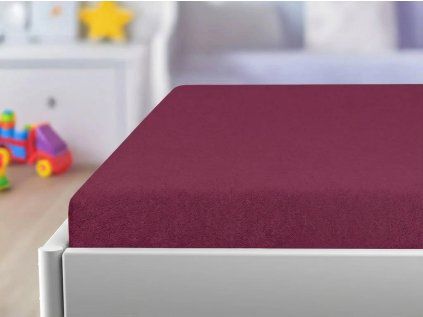Froté prostěradlo do dětské postýlky PREMIUM 60x120 cm vínové