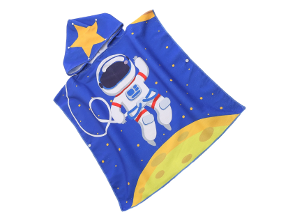 Dětské pončo GALAXIO modré s motivem astronauta a kapucí