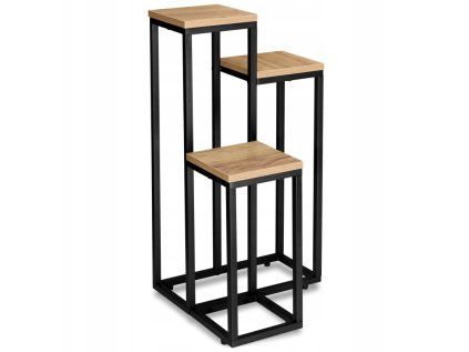 flower stand shelf triple loft black light brown sz52
