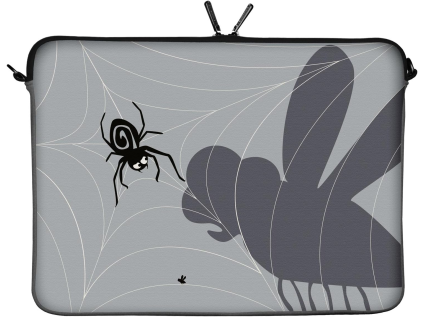 Šedý obal na notebook 17.3" SPIDERWEB s motivem pavouka a pavučiny
