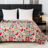 Elegantní barevný přehoz na postel RETRO PTÁČEK s ptáčky